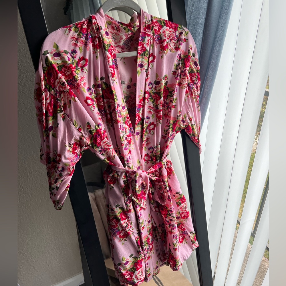 Pink floral robe